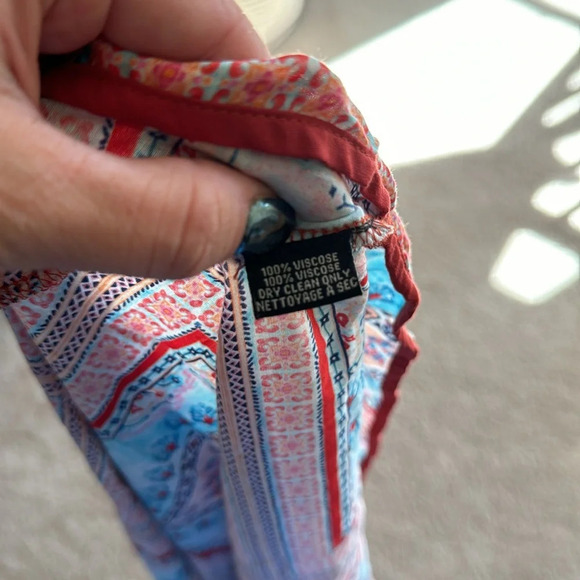 Anthropologie Feathers By Tolani Womens Red and Blue Short Sleeve Kimono Robe OS - Picture 6 of 7